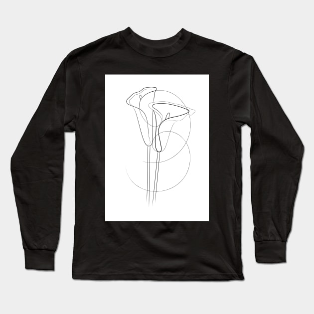Calla Lily Line Drawing Long Sleeve T-Shirt by AdamRegester